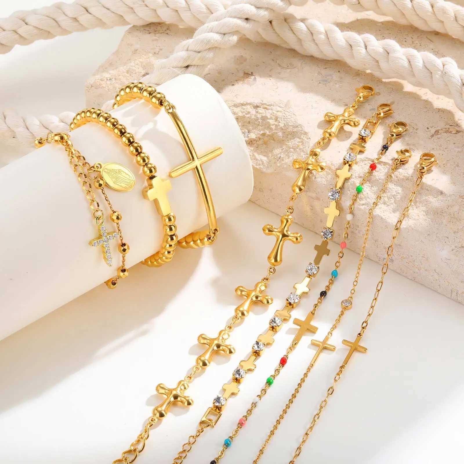 316L Stainless Steel Cross Bracelet for Women Adjustable Chain Religious Christian Jewelry Daily Wear 2025 Trendy W250807