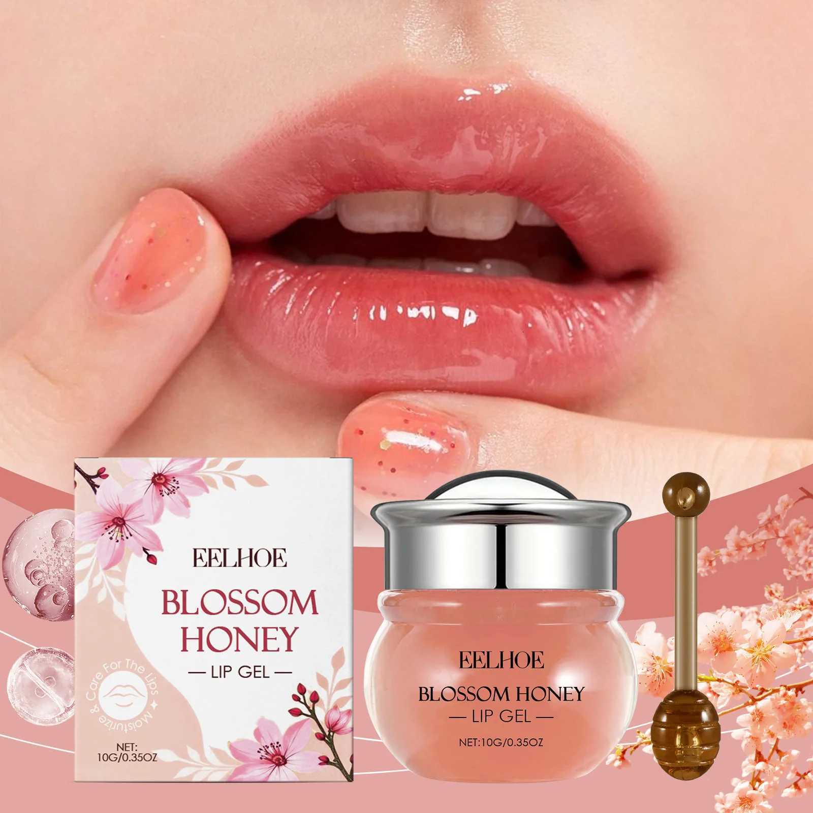 EELHOE Cherry Blossom Jelly Lip Gloss Deep Hydration Moisturizing Skin Lips Darkness Removal Lip Care Lip Augmentation Gel 10gXJ250807