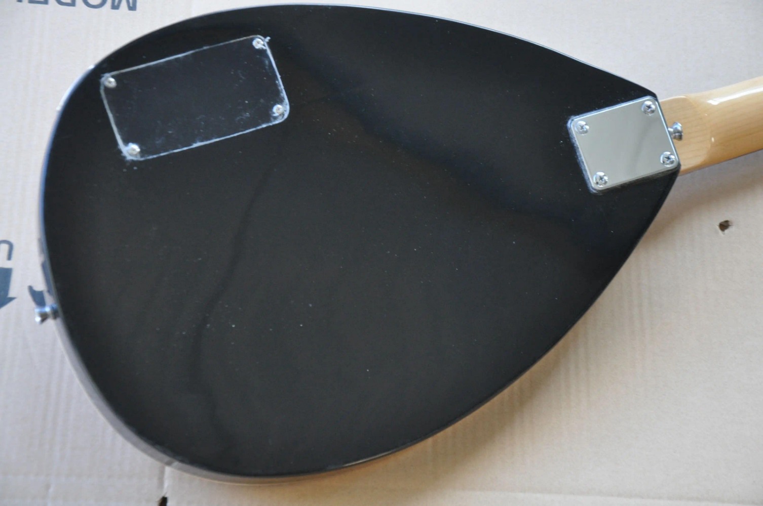 Custom Hutchins Brian Jones 1960s PGW Teardrop Electric Guitar, Flame Maple Top, Sunburst, Bigsb Tailpiece, 3 Pickups