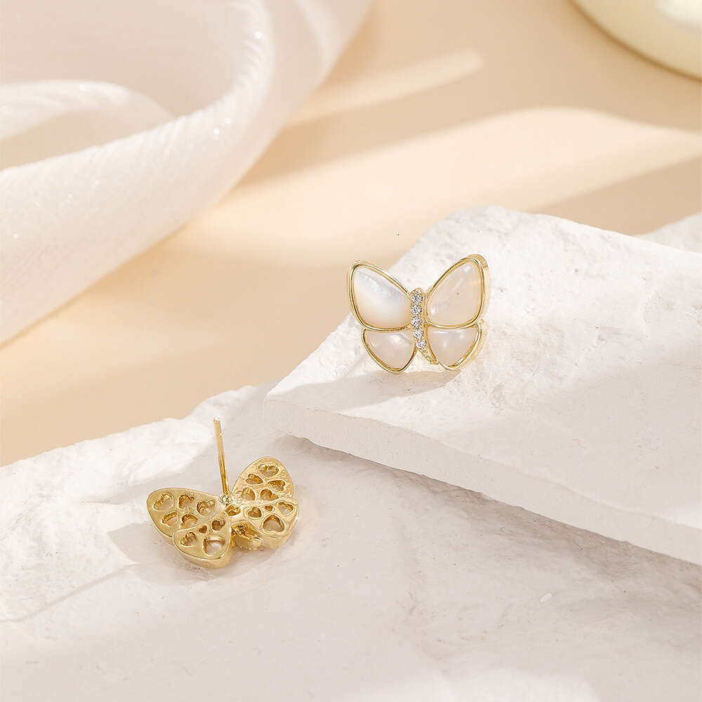 Mother-of-Pearl Butterfly 2022 New Niche Design Versatile Simple High-End Internet Celebrity Earrings