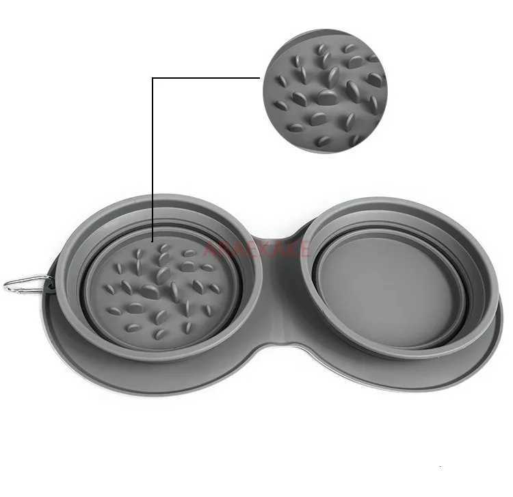 1pcs Dog Portable Bowl Outdoor Pet Food Bowls Foldable Not slip Anti Slowly Feed Silicone Cat Travel Bowl Pet Supplies Y250806