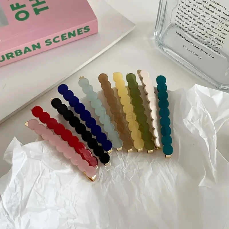 2pcs/set Cute Bobby Pins Acetate Hair Clips Side Pins Colorful Barrettes Lace Wave Geometric Hairpins Girls Women Hair Accessories U250807