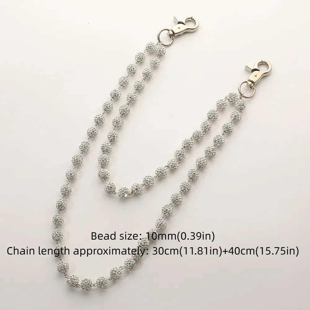 Harajuku Street Hip Hop Trousers Rhinestone Keychain Hipster Pant White Wallet Belt Chain Jeans Chain 250806