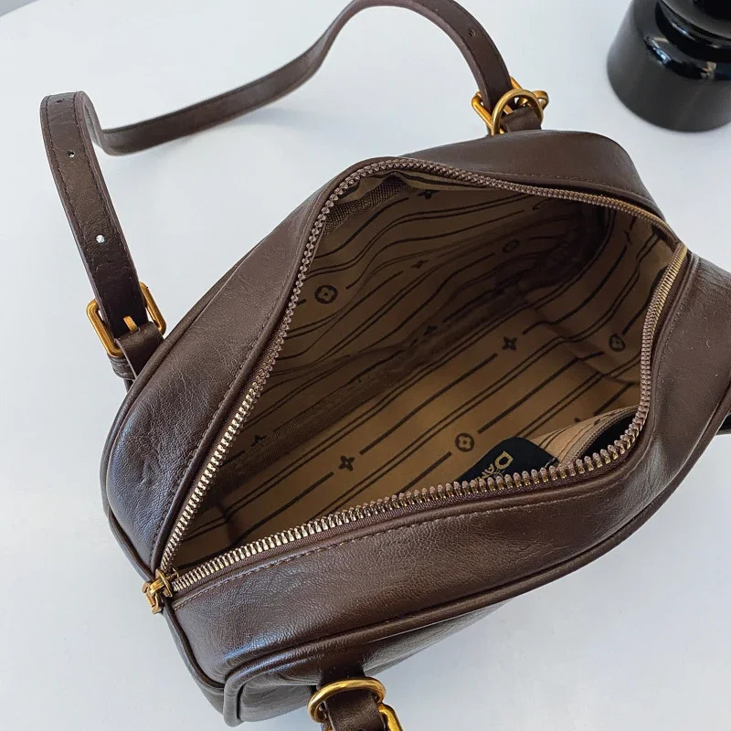 Stylish Ladies PU Leather Top Handle Bags Trendy Single Shoulder Messenger Vintage Inspired Tote Handbags 250807