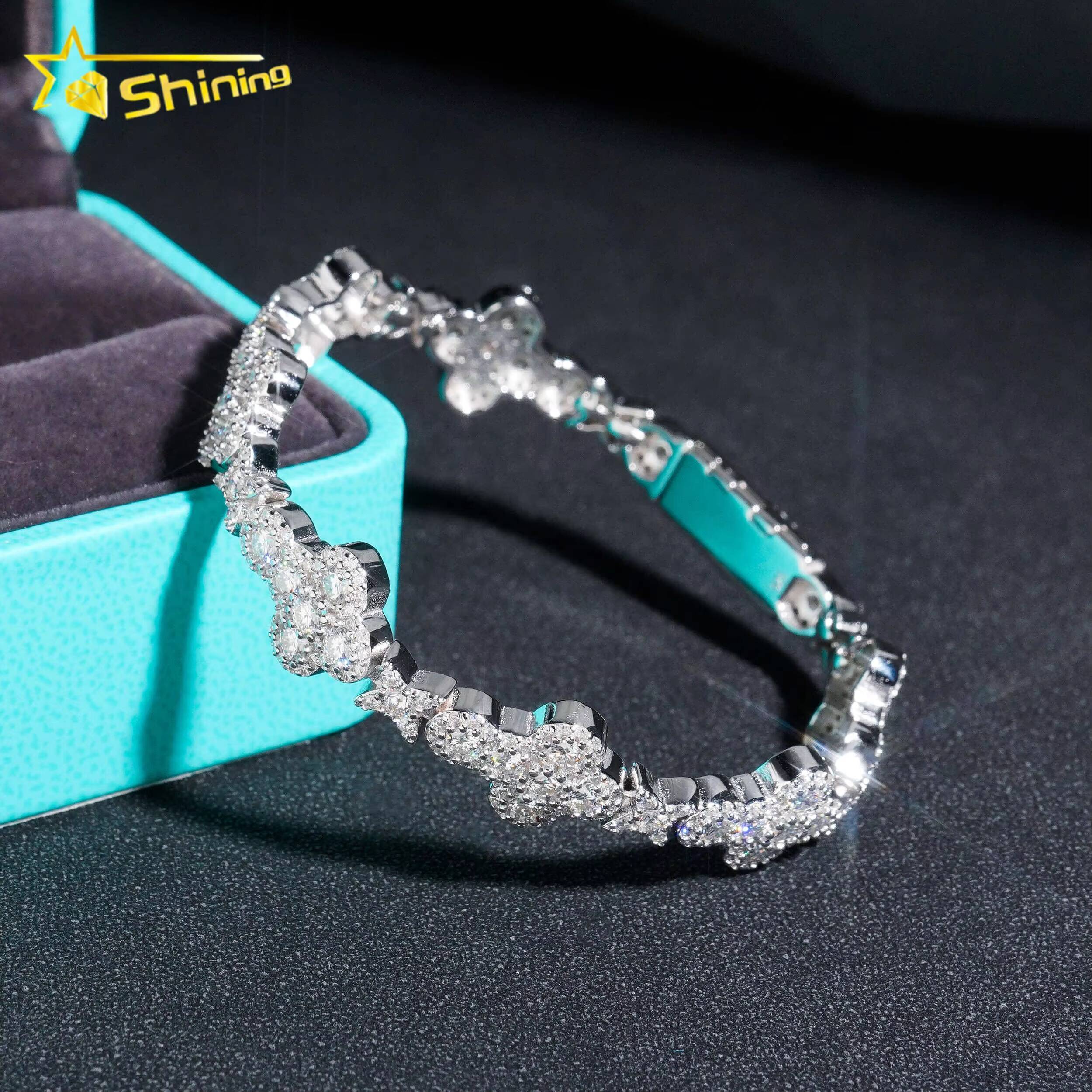 New Cross Collection Necklace Mens 925 Sterling Silver VVS Moissanite Diamond Iced Out Cross Star Link Chain