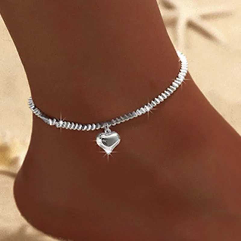 Sparkling Thin Chain Anklet For Women Zircon Heart Cross Pendant Double Layer On Leg Foot Trendy Summer Beach Jewelry Y250805
