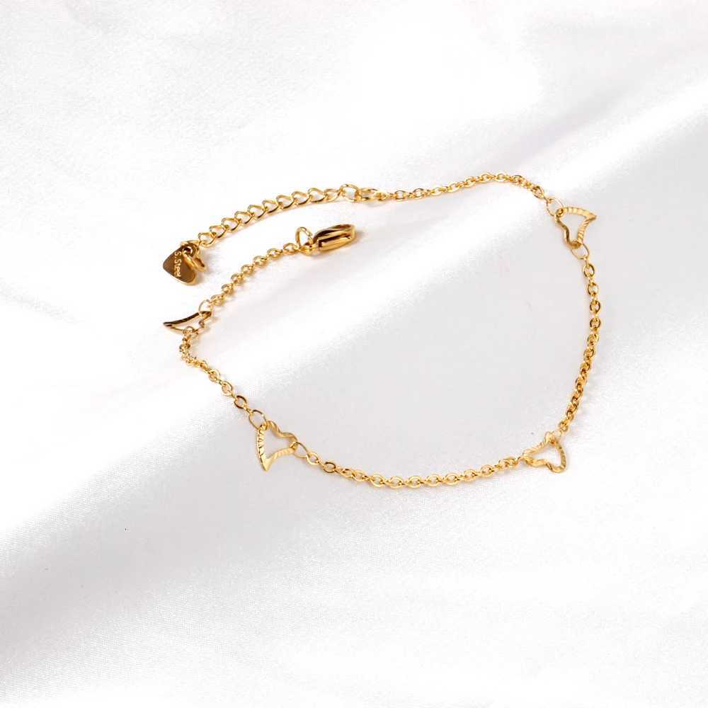 LUXUSTEEL Golden Color Heart Charm Anklets For Women Trendy Stainless Steel Anklet Daily Summer Beach Accessories Y250805