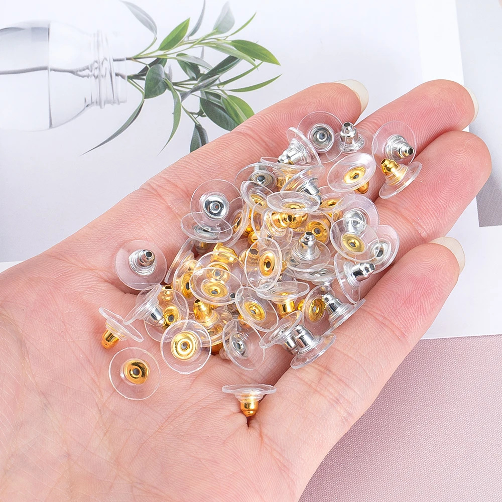 100pcs 6mm Silicon Earring Back Stoppers Gold Color Ear Stud Post Plugs for DIY Jewelry Making Earrings Component Findings 250804