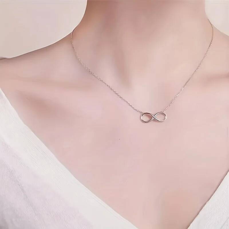 Fashion 8-word Shaped Charm Infinity Symbol Titanium Steel Pendant Necklace Christmas Birthday Gift Jewelry for Women