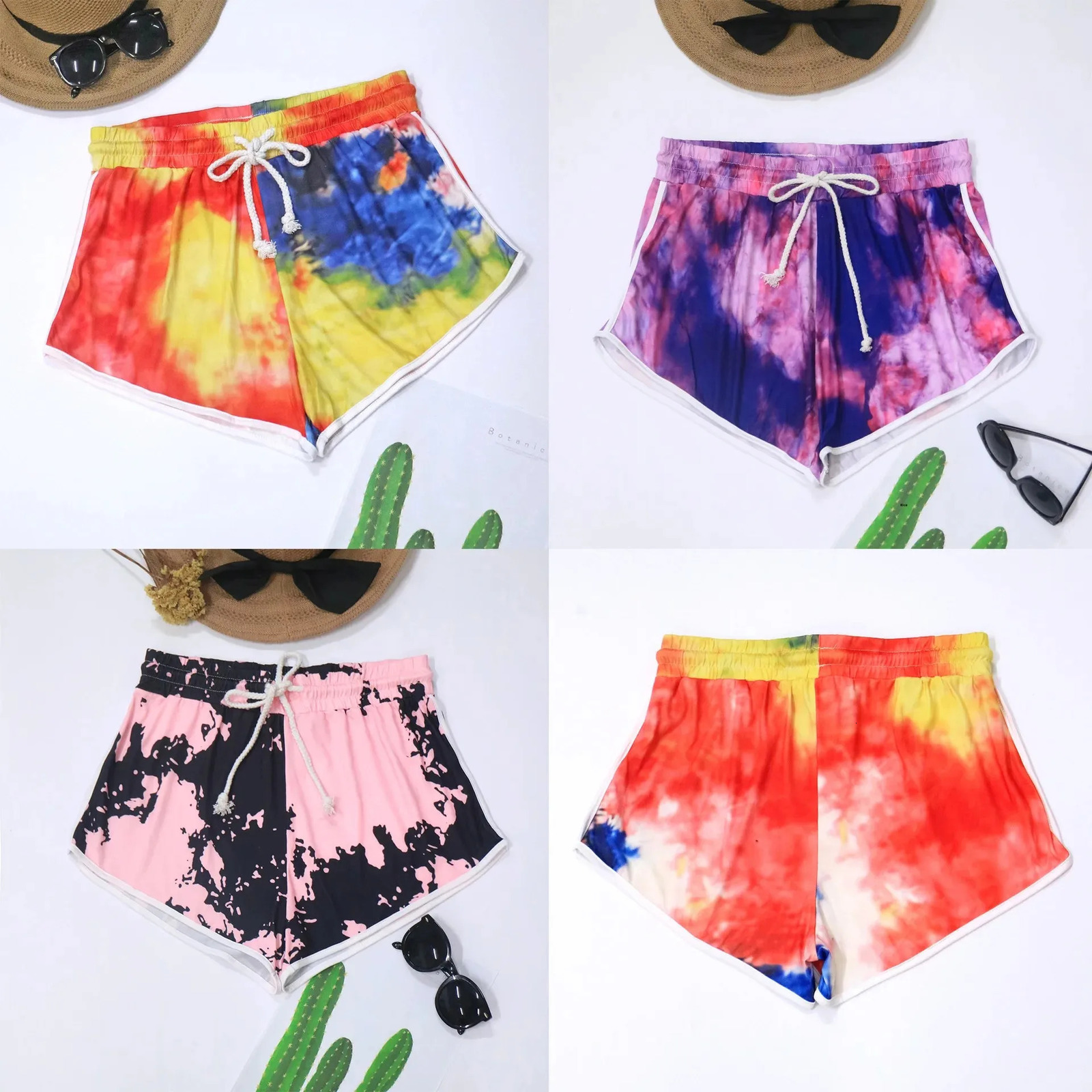 Plus Size Womens Casual Pants Dyed Waist Elastic Drawstring Sports Shorts Comfortable Loose Fit Female Clothing Ac 250805