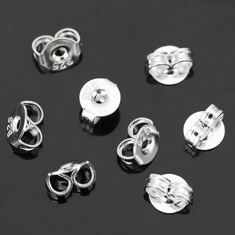 50pcspack 925 Sterling Silver Earrings Back Earring Stopper Findings For Stud Clasp DIY Jewelry Making 250804