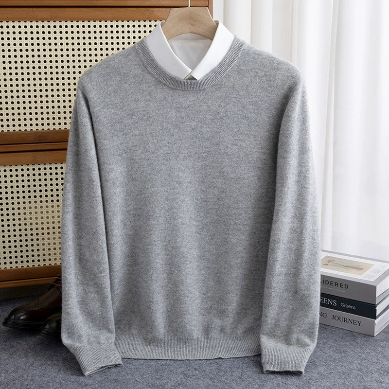 Wool Mens Sweater V-neck Knitted Long Sleeved Pullover Solid Color Casual Fashion Male Spring Cashmere Sweater 240808
