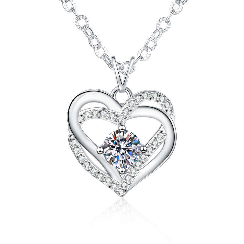 Iced Out VVS Moissanite Eternal Heart Pendant Necklace Light High-End Feel Women's Valentine's Day Collarbone Chain