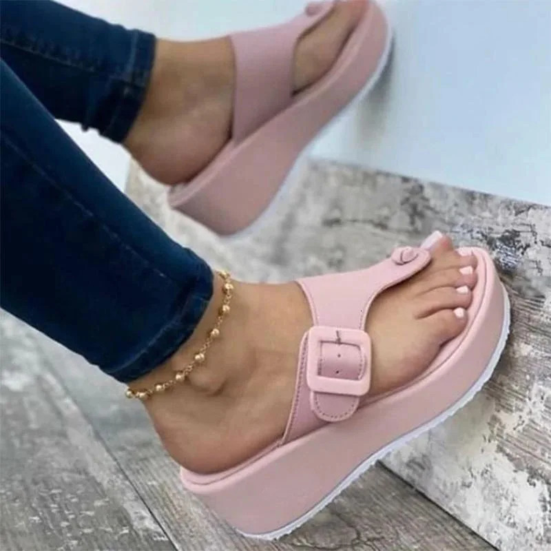 Summer er Womens Slippers Sandals Low Heel Solid Color Indoor Outdoor Bathroom Womens Shoes Flip Flops 250805