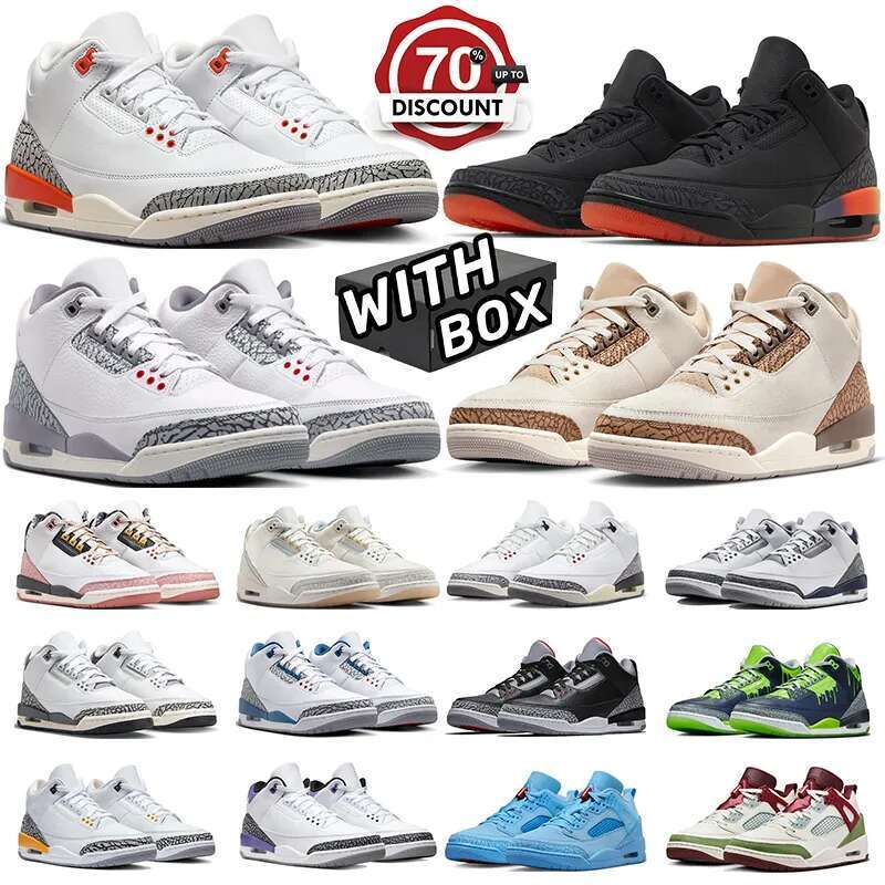 2025 Designer Basketball Shoes 3s White Cement Reimagined Grey Midnight Palomino Fire Red Lucky Green mens trainers women sneakers sports