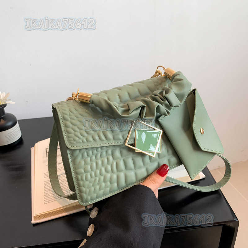 Womens Trendy Style Pleated Handbag 2024 Spring New Versatile Single Shoulder Crossbody Small Square Bag H250806