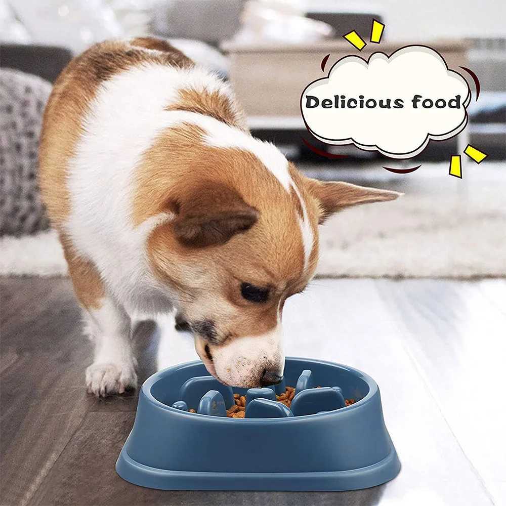 Pet Dog Slow Feeder Bowl Non Slip Bowl Anti-Gulping Pet Slower Food Feeding Dishes Dog Bowl for Medium Small Dogs Puppy Y250806