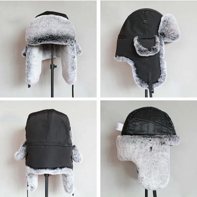 Winter Bomber Hat For Men Faux Fur Russian Hat Ushanka Women Thick Warm Cap with Ear Flaps 250806