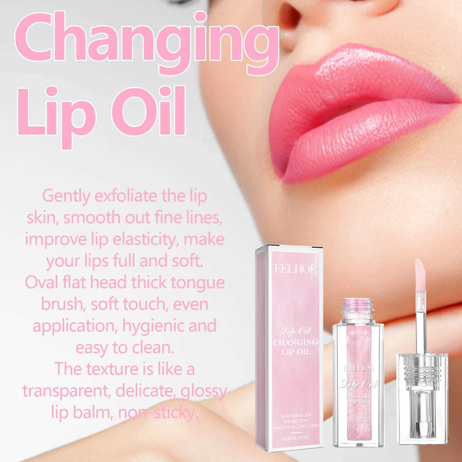 Eelhoe 6.5g Plumping Lip Oil Color Changing Nourish Lip Glow Reduce Lip Lines Natural Lasting Moisturize Anti Cracking Lip GlossXJ250807