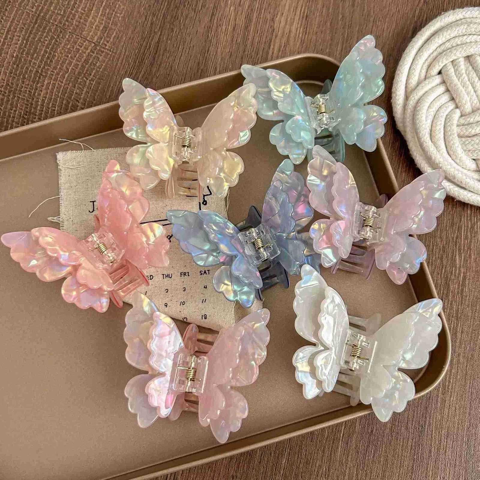 Fairy Butterfly Hair Claw Acetate Crab Hair Clip Women Sweet Princess Clip Hairpin for Girls and Women Hair Accessories U250807
