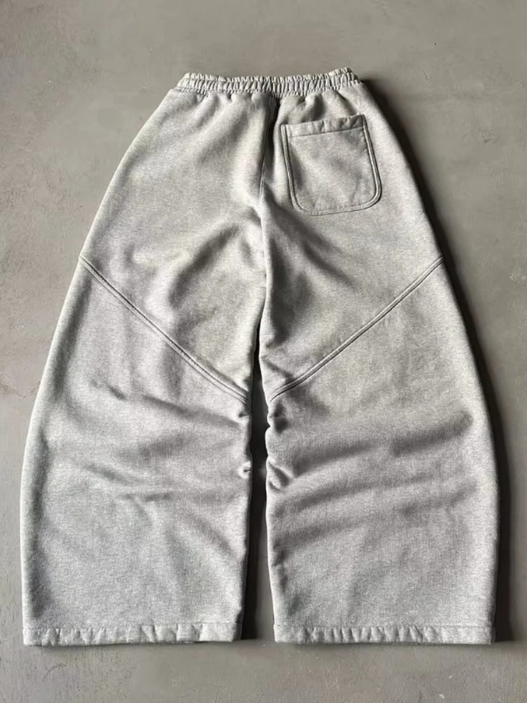HOUZHOU Grey Vintage Y2k Women Sweatpants Harajuku Oversized Wide Leg American Style Man Pants Baggy Streetwear Hip Hop Trousers 250806