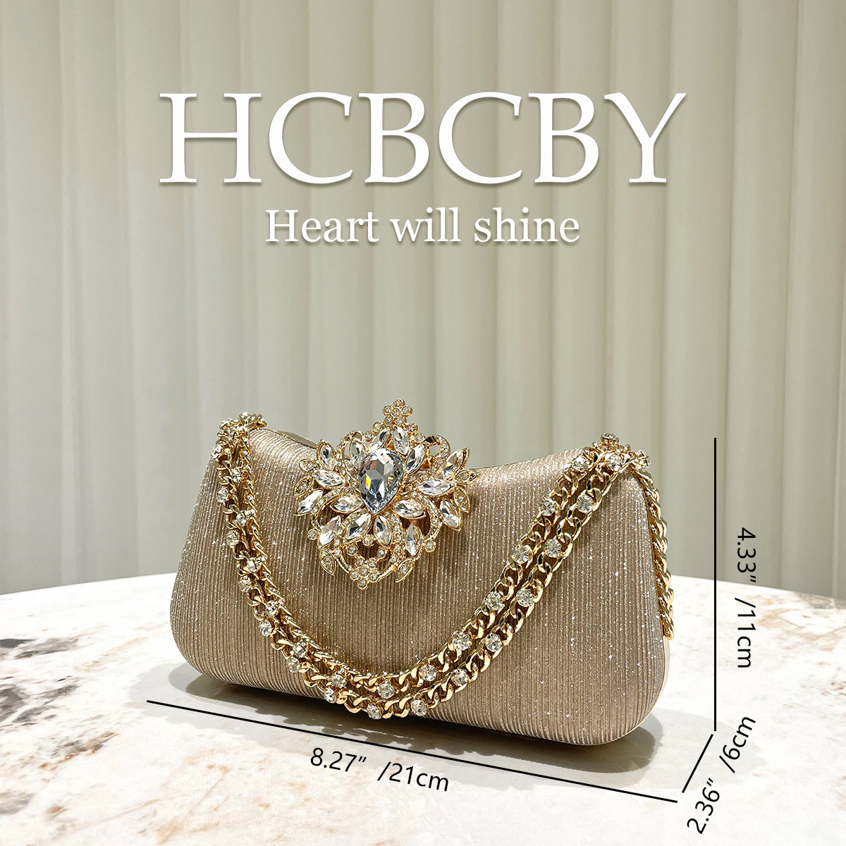 Free Shipping Designer Luxury Golden Rhinestone Buckle Decorated Striped Chain Clutch Bag For Women Fashionable Elegant Box-shaped Evening Bag Handbag