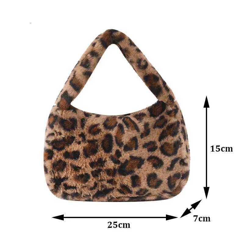 2K Korean Plush Leopard Print Bags for Women Underarm Bags Leopard Zebra Pattern Fluffy Tote Bags Small Purses Handbags Z250807