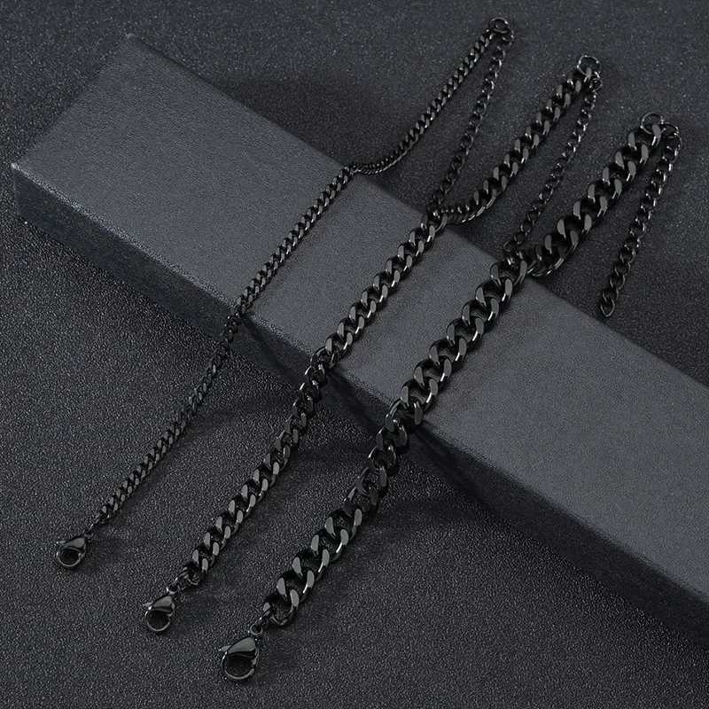 3.5-7MM Stainless Steel Chain Bracelets For Men Women Punk Curb Cuban Link Chain Bracelet Fashion Party Never Fade Jewelry W250807