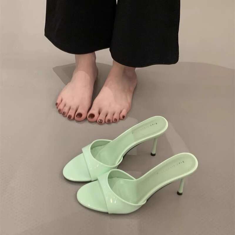 shoes Pointed Open Toe Stiletto High Heels 2025 Designer New Style One Strap Slippers Fashionable Versatile Brightening Red Sandals