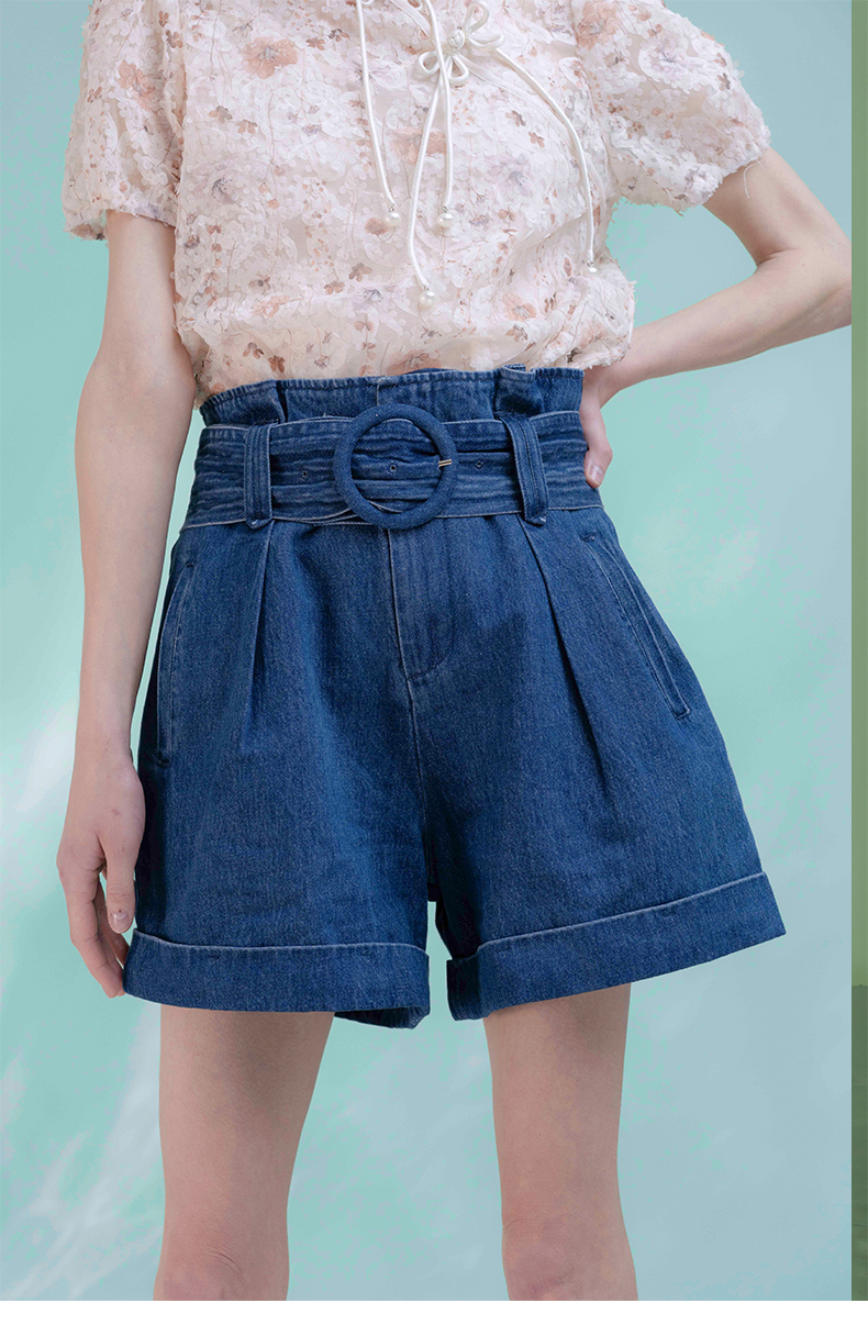 Womens Casual High Waisted Denim Shorts Wide Leg Summer Jean Shorts with Pockets 6113547