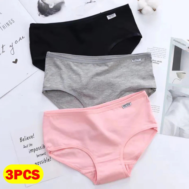 3PcsLot Womens Panties Cotton Underwear Plus Size Soft Briefs Girls Solid Color Sexy Lingeries Female Shorts Underpant M4XL 250807