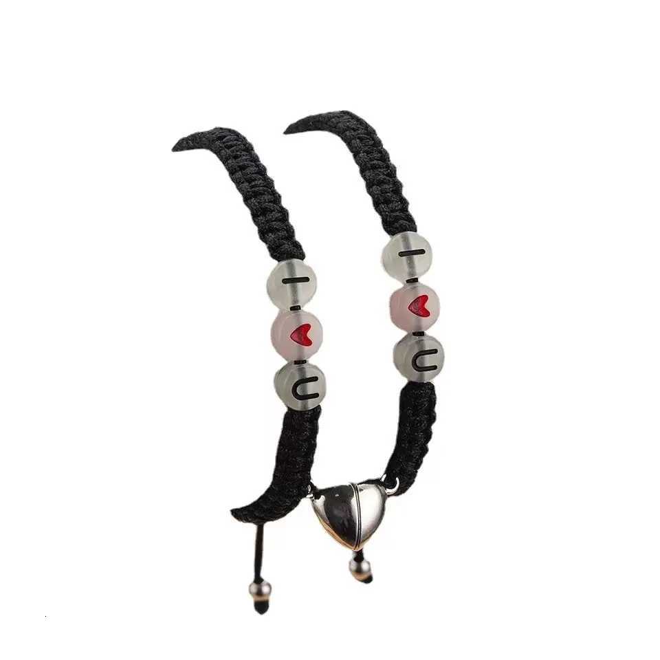 2Pcs/Set Luminous Letter I Love You Rope Bracelet Adjustable Sister Friendship Chain Bracelets For Women Men Couple Jewelry Gift W250807
