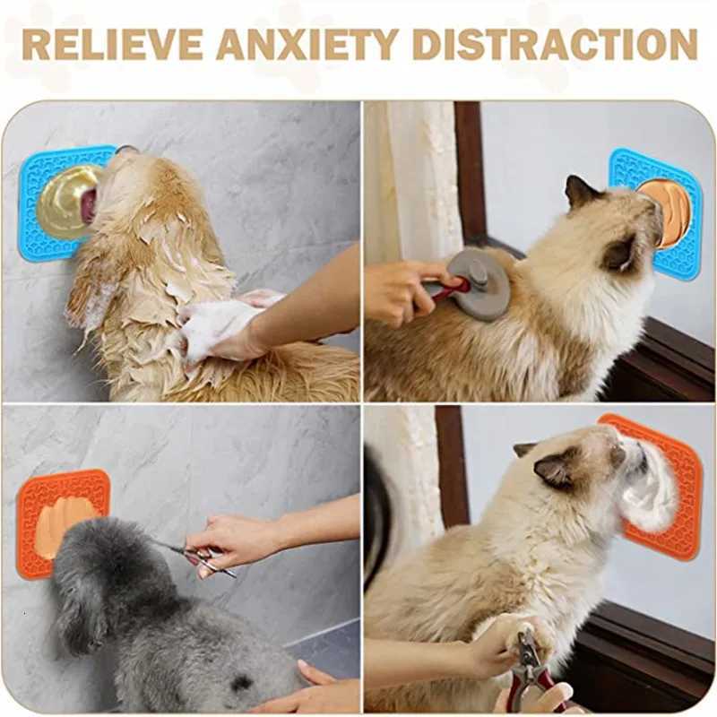 Pet Supplies Silicone Pet Licking Mat Cat Anti-choking With Slow Food Bowl Puppy Bath Distracted Licking Plate Cutlery Y250806