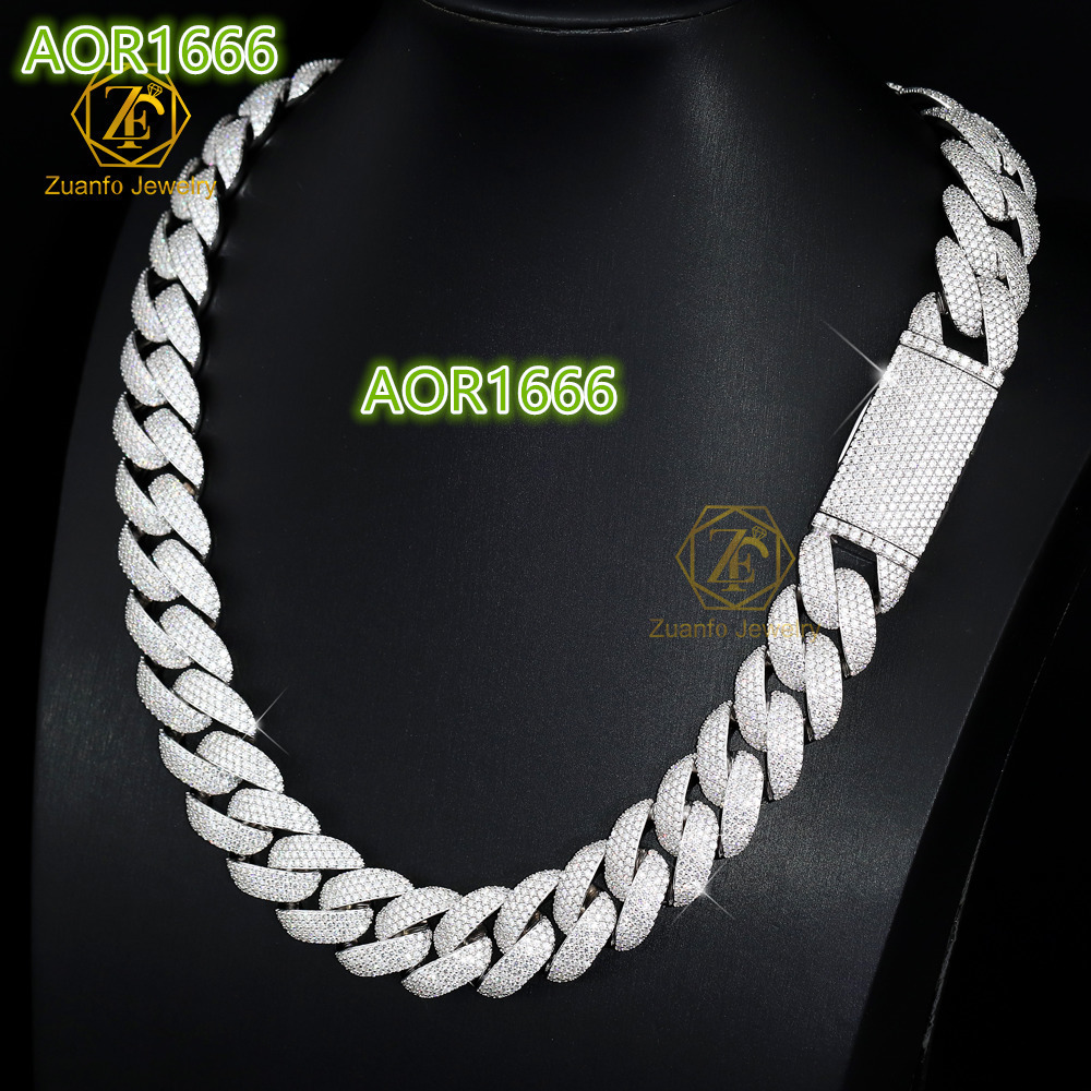 Hip Hop 14mm 15mm 18mm 20mm Gra Certified D VVVS1 Diamond Necklace Bracelet Men 925 Silver Iced Out Cuban Link Moissanite Chain