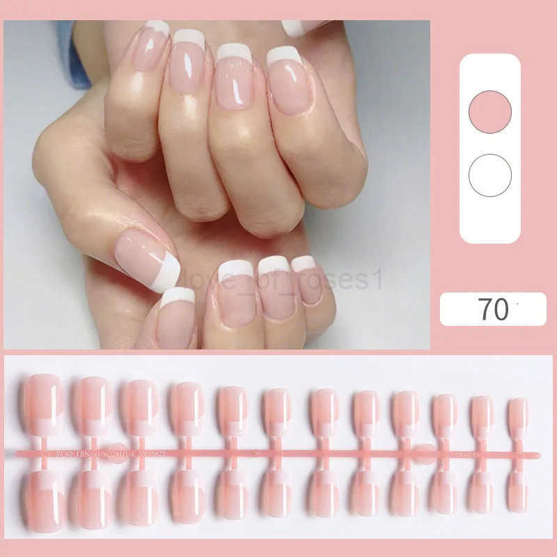 24Pcs Full Finished Fake Nail Patches for Girls Removable Coffin Ballet False Nails French Wearable Press On Fake Nails Gift Z250807