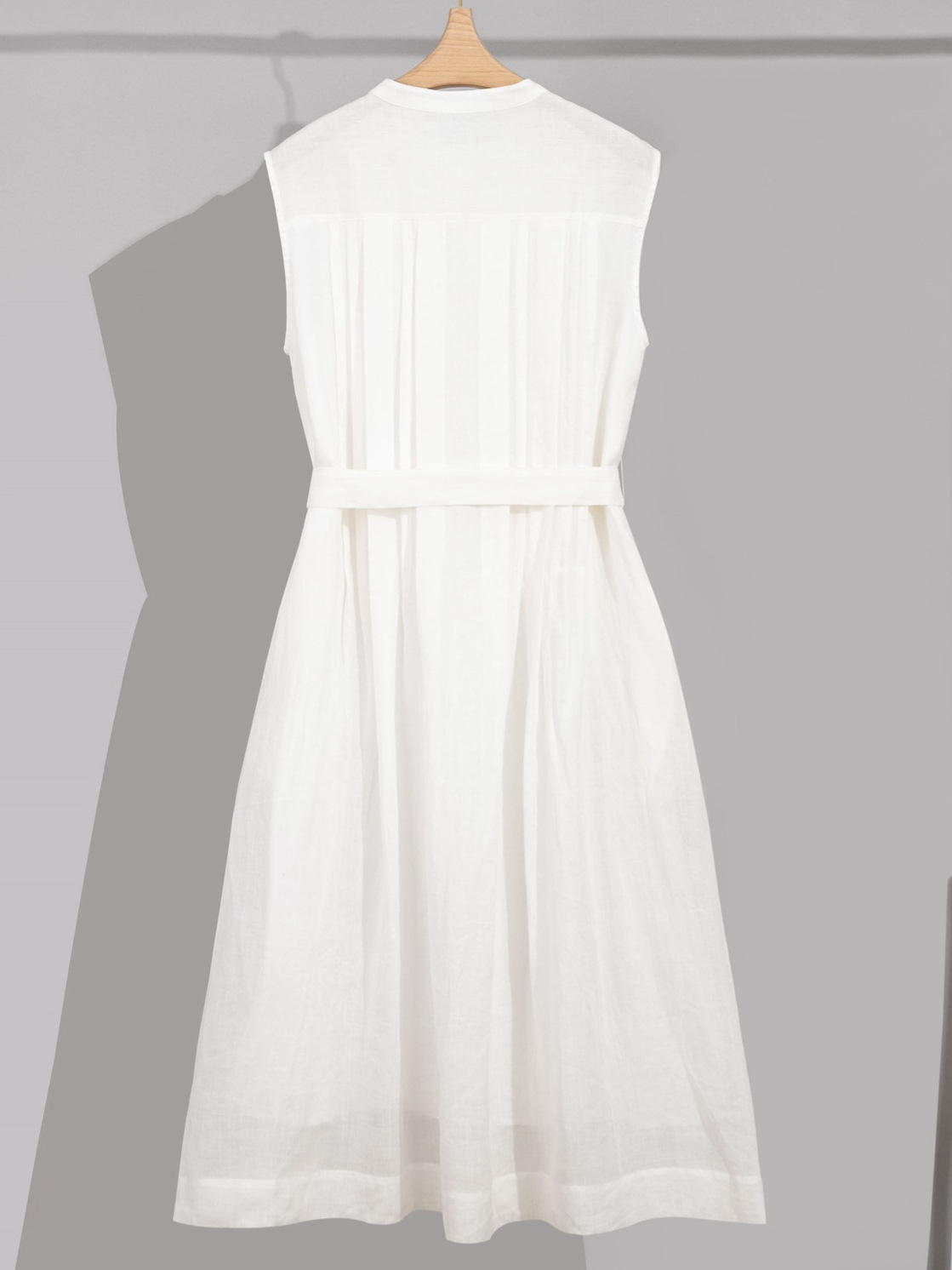 KO51700 Same style ramie dress women's summer high-end belted sleeveless long skirt A-line skirt