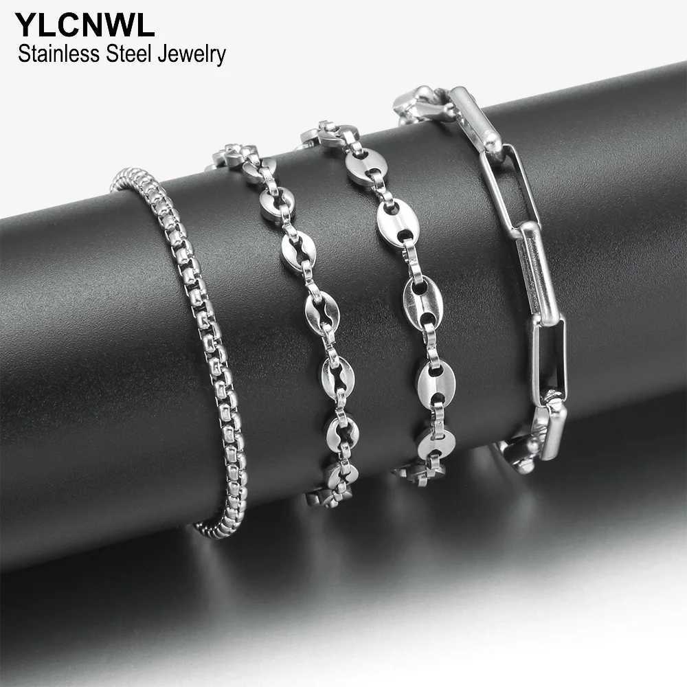 2023 Luxury Stainless Steel Bracelets for Men and Women Silver Color Coffee Bean Box Chain Bracelet Charm Jewelry Gift 7-9 Inches W250807