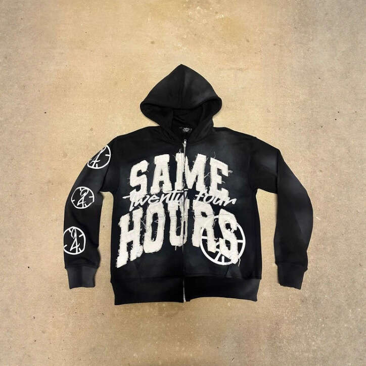 2024 Letter Trendy Brand Hooded Sweatshirt Autumn Winter New TEMU Hoodie