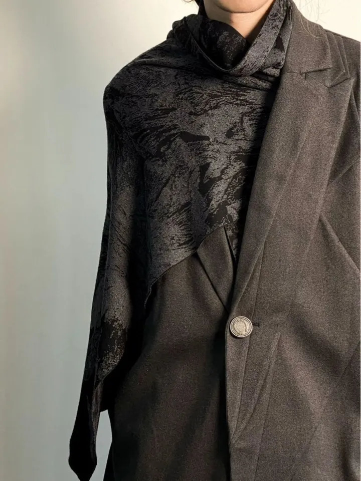 Y2k Gothic Graphic Womens Scarf Shawls Winter Warm Cashmere Scarves Men High Street Fashion Vintage Muffler Unisex 250806