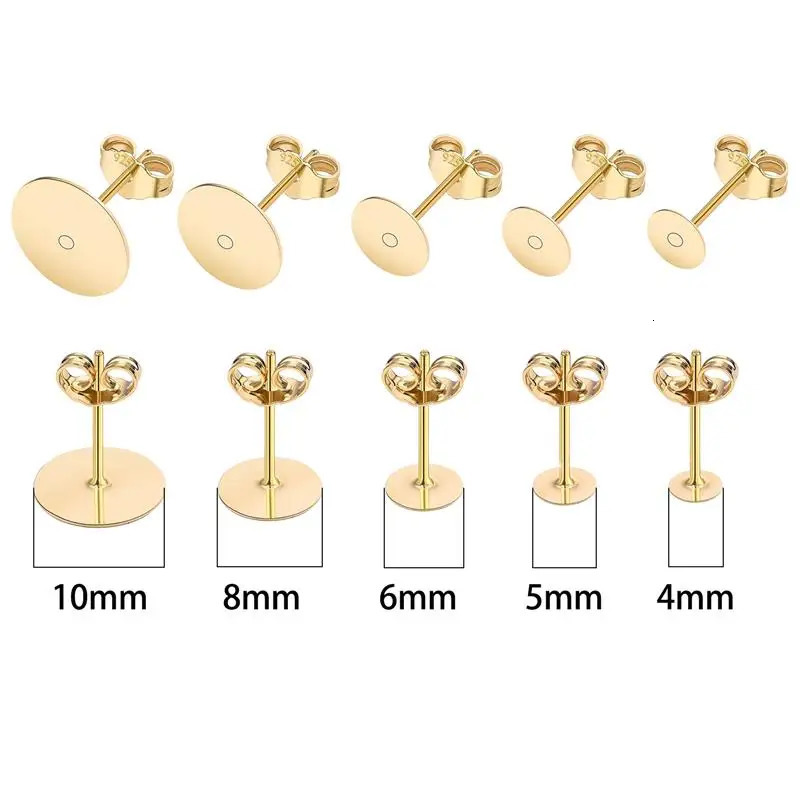 50pcslot 925 Silver Plated Blank Post Earring Studs Base Pin With Plug Findings Ear Back DIY Jewelry Making Accessories 250804
