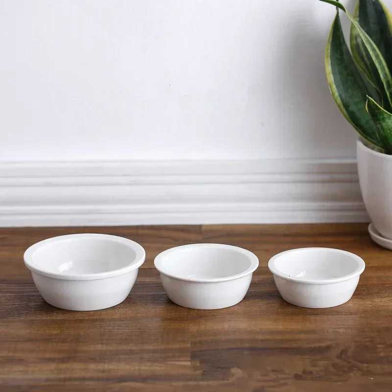 Fashion Round Ceramic Pet Bowl Solid Color Safe Durable Dog Cat Food Water Feeder Drinking Eat Basin Pet Supplies Accessories Y250806
