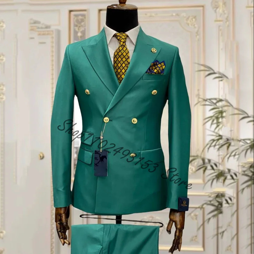 Slim Fit Male Suits 2 Pieces Lapel Double Breasted Wedding Tuxedos Groom Business Wear Man BlazerVest Costume Homme 250807