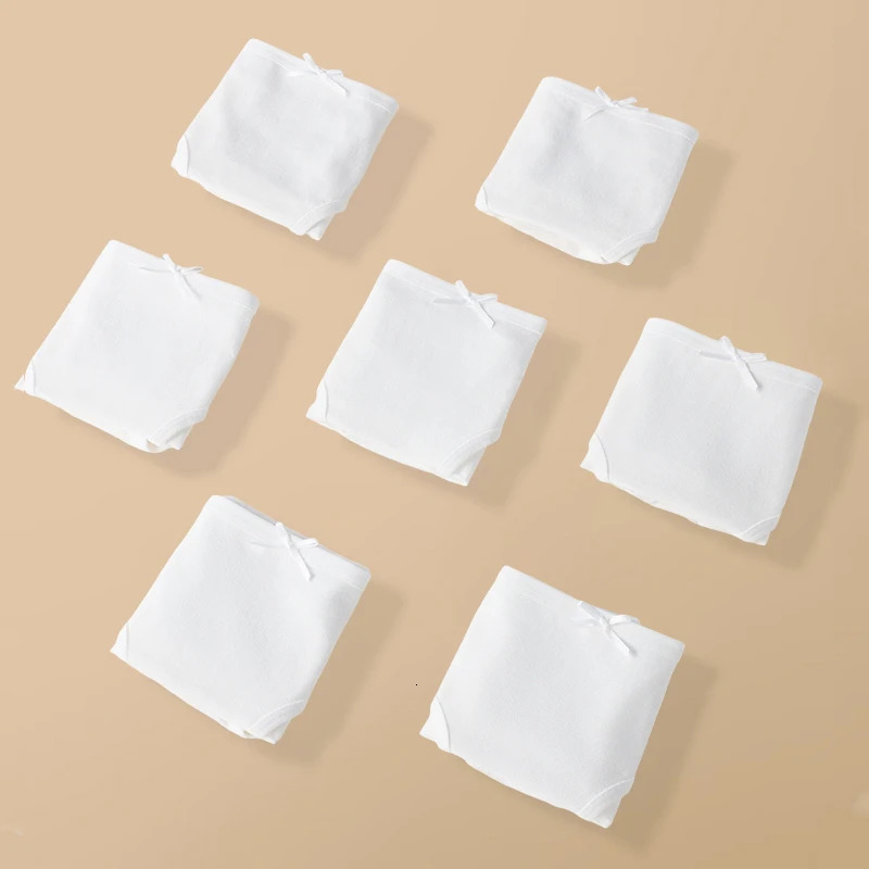 7PC Disposable Panties White Briefs Breathable Cotton Underwear Soft Cute Girls Pantys Solid Underpants Female Lingerie 250807