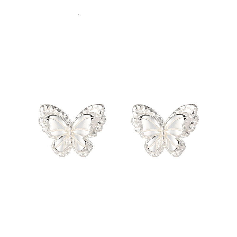 Free Shipping Designer Luxury Jewelry S999 Pure Silver Three-dimensional Butterfly Ear Bone Studs Sweet Style Earrings Screw Twist Buckle Women's