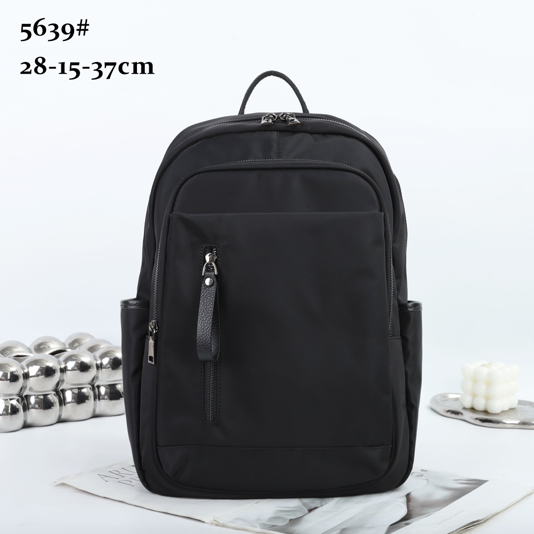 5639XL01 Waterproof Fabric Neutral Style Backpack High-capacity Paired With Cowhide Leather Lightweight and Simple Business Travel Computer Bag