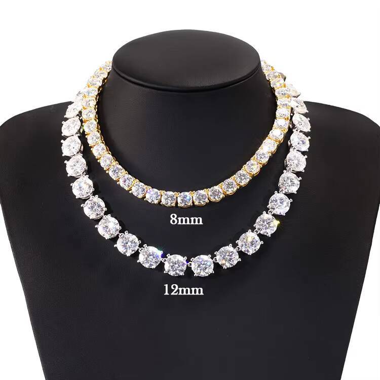 Premium 8mm12mm Tennis Chain 925 Sterling Silver with GRA Certificate Round Moissanite for Women and Men Daily Jewelry