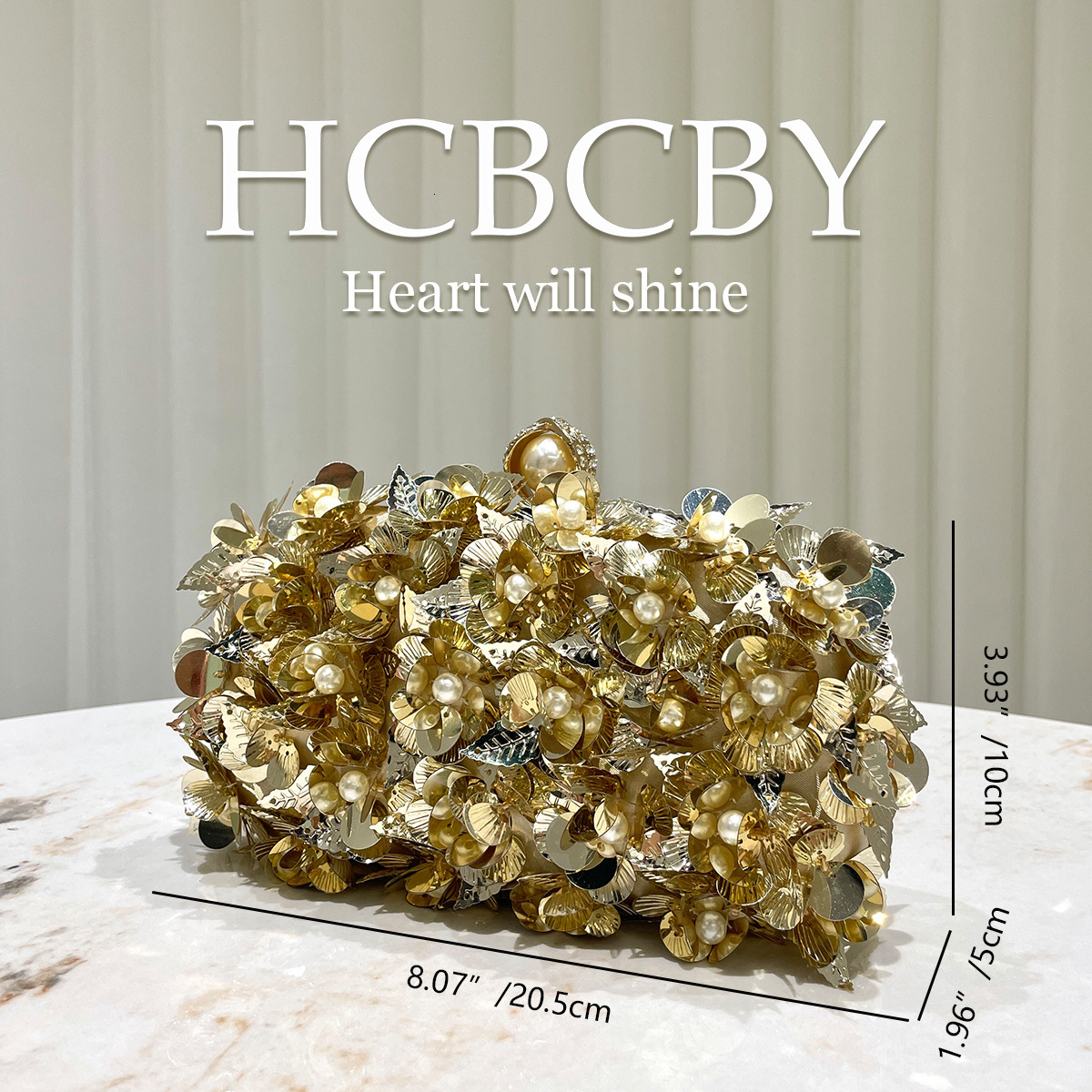 Free Shipping Designer Luxury Gold Glitter Flower Sequin Decorated Women's Clutch Bag Fashion Elegant Evening Bag Dress Bag Trendy Shoulder Bag