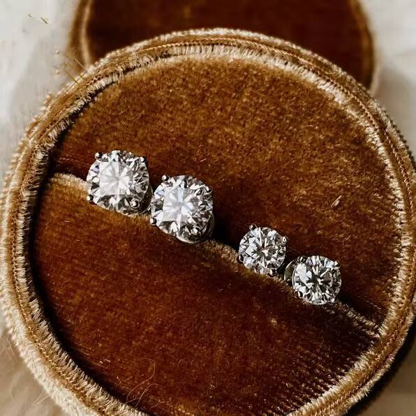 Luxury Moissanite Earrings Women 925 Silver 4mm 5mm 6.5mm Round Diamond VVS Stud Earrings