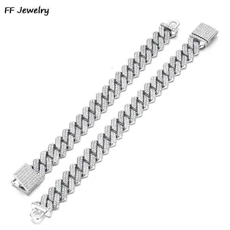 14mm Crystal Miami Iced Out Cuban Link Chain Bracelet For Men Women Full Rhinestones Charms Hip Hop Jewelry Chain Wholesale Gift W250807