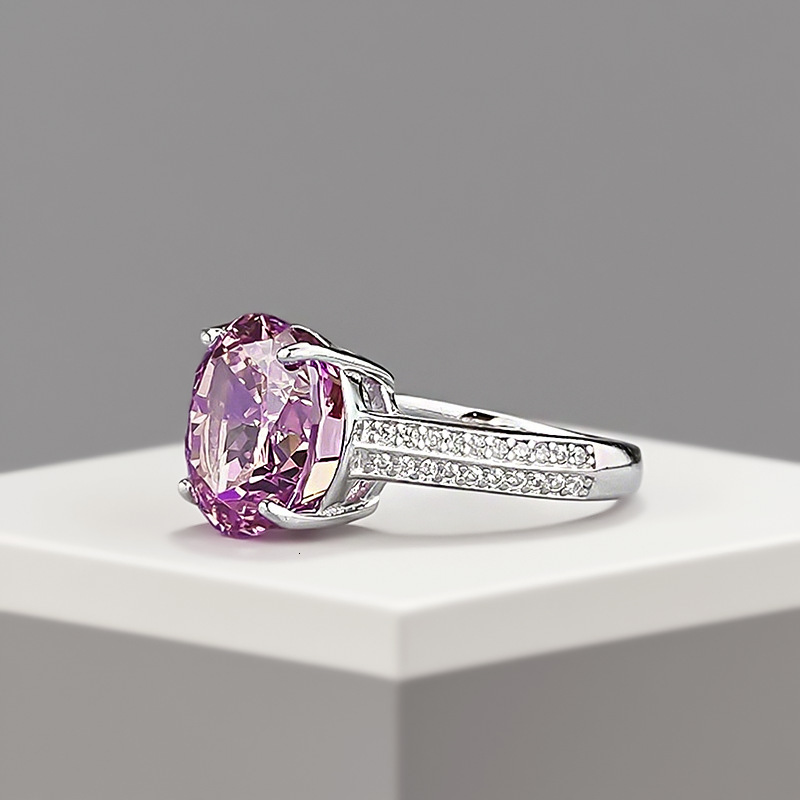 Hui Zhi Wing Jewelry Live New S Silver Luxury Inlaid High Carbon mond 10*11 Dried Rose Stone Pigeon Egg Ring